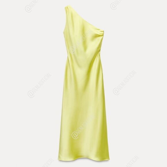 NWT ZARA SATIN EFFECT ASYMMETRIC DRESS - Picture 5 of 15